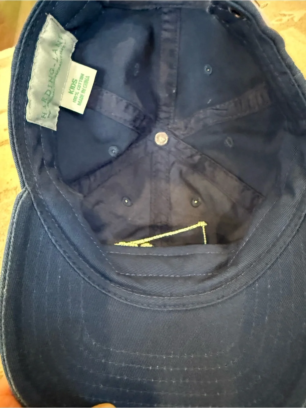 Kids Navy Baseball Cap with Green Crane Truck Embroidery